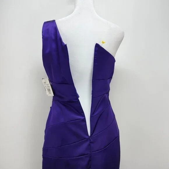David's Bridal Dress Size 2 Women’s Purple One-Shoulder Stretch Satin New - Picture 13 of 14